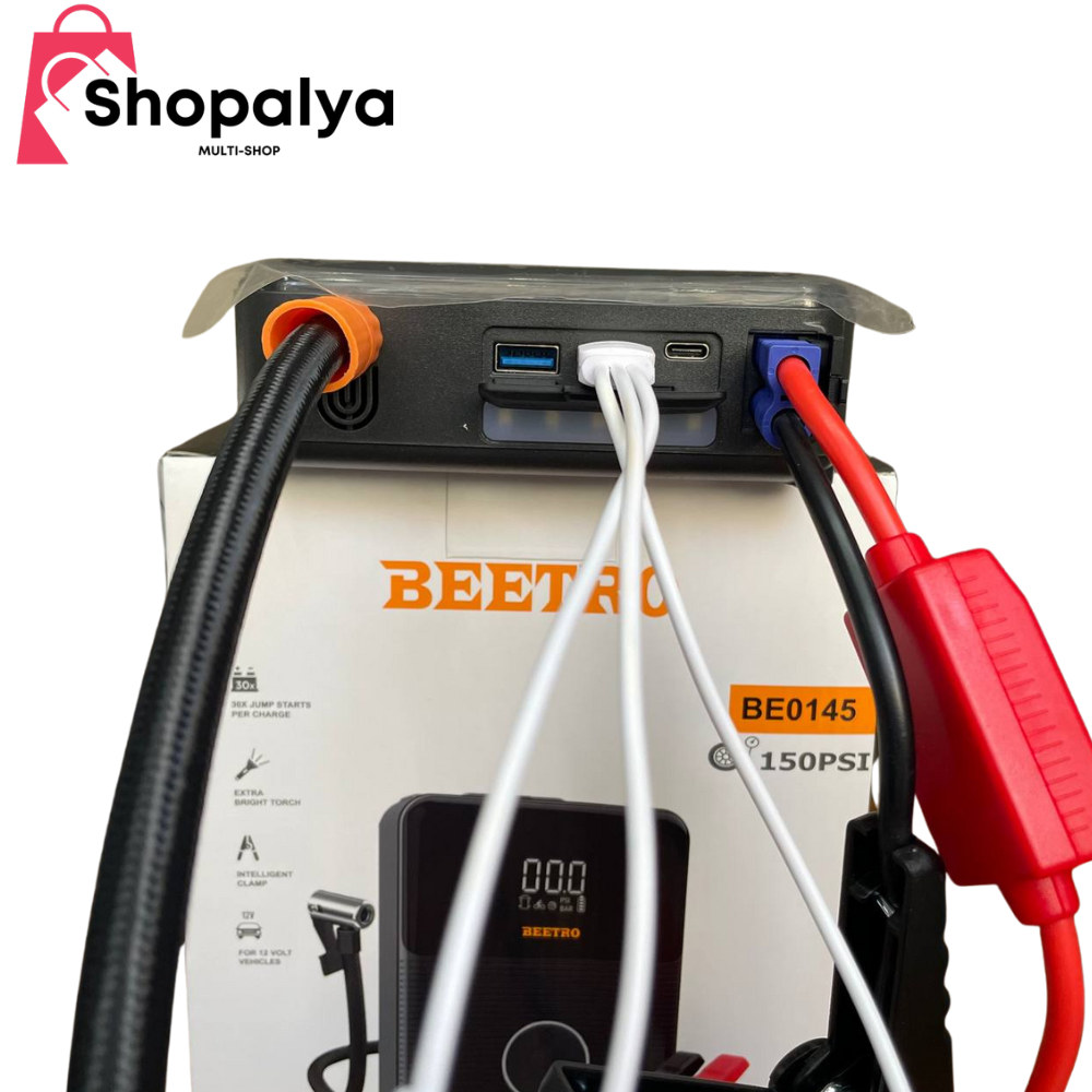 BEETRO booster Batterizs 2000A+ POWERBANK 21800mAh+compresseur 10BAR avec torche et pochette